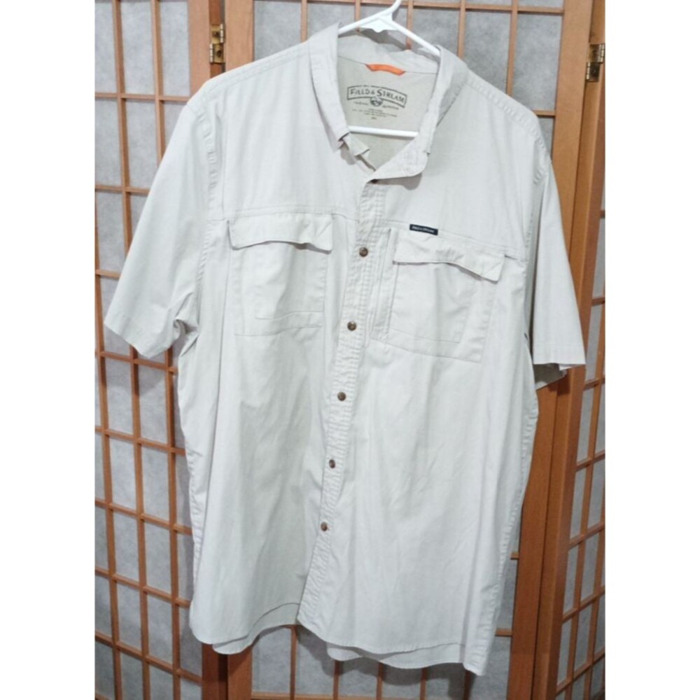Field & Stream Men’s 2XL Short Sleeve Fishing Shirt – Beige Button Up  Outdoor